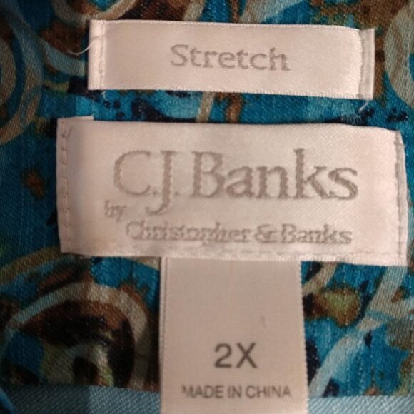C.J. Banks Swirl Blue/Brown Jack - 3/4 Sleeve - Size 2X - Picture 3 of 9